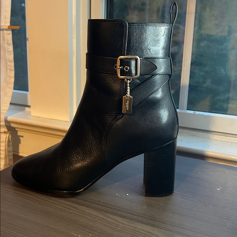 Coach Black Leather Boots with Buckle